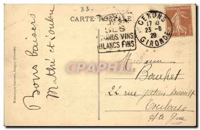 Cadillac-sur-Garonne (Gironde) — Antiguo castillo del siglo XVI, actualmente Escuela de Conservación para Jóvenes Señoritas — editor Bartholome, n° 2374 — Reverso
