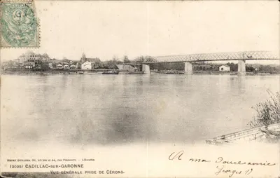 Cadillac-sur-Garonne — Vista geral tirada de Cérons — Henry Guillier, 31, 42 bis e 44, rue Fonneuve - Libourne