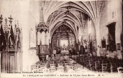 Cadillac-sur-Garonne — Interior da Igreja de São Martinho — Marcel Delboy, Fototipia, Bordeaux