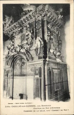 Lareira da Sala, chamada « Cabinet du Roy » — Castelo do Duque d'Épernon, Cadillac-sur-Garonne, perto de Bordeaux — Henry Guillier, rua Fondeau