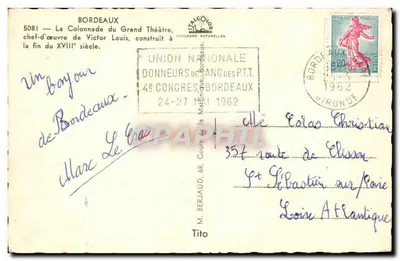 Grande Teatro de Bordeaux — Colunata de Victor Louis — editor Tito — Verso