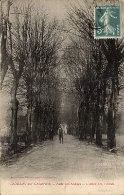 CADILLAC-sur-GARONNE — Asilo dos Alienados — A Avenida dos Tilos — O. Bartholome, livraria-papelaria, Cadillac