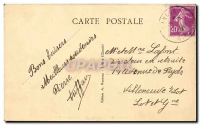 Arredores de LANGON (Gironde) — Castelo do Rivet — Edição A. Gauveteau — Verso