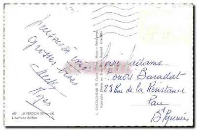 A Chegada do Barco — Le Verdon (Gironde) — L. Chatagneau — Verso