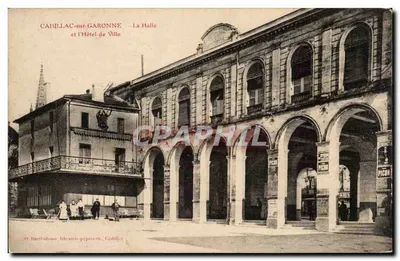 Cadeillac-sur-Garonne — A Halle e o Hotel de Cidade — O. Barbilhonne, litógrafo, Cadeillac