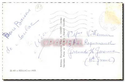 Soulac-sur-Mer — vista panorâmica — Edições A. Gilbert, n° 33.401 — Verso