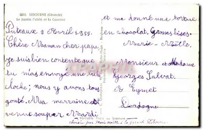 O Jardim Público e a Caserna — Libourne (Gironde) — Editor Elce — Verso