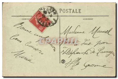 Bilhete postal antigo Libourne A caserna Lamarque — Verso