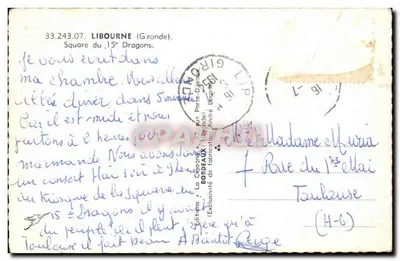 Place 15e Dragons — Libourne (Gironde) — Wydawnictwo La Cigogne — Rewers
