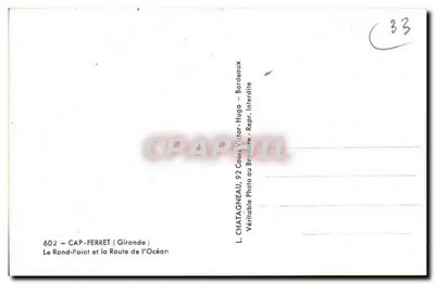 Cap-Ferret — Rond-Point i Droga do Oceanu — L. Chatagnéau, 92 Cours Victor-Hugo, Bordeaux — Rewers