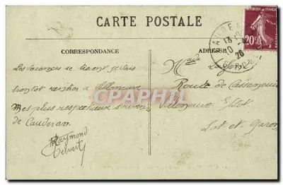Caudéran (Gironde) — Postes - Télégraphes - Téléphone — fototipia Marcel Delboy, Bordeaux — Verso