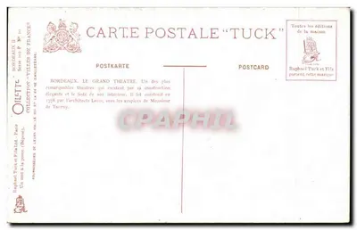 Bordeaux. Wielki Teatr — widok nocny — Tuck & Fils, seria 103 — Rewers
