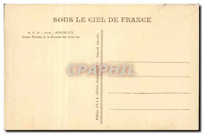 Bordeaux — Faculdade de Ciências — Edição A.G.A. - Bordeaux — Verso