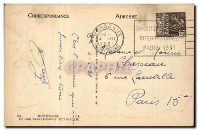 Iglesia de Santa Cruz — Burdeos — Editor LL, n°24 — Reverso