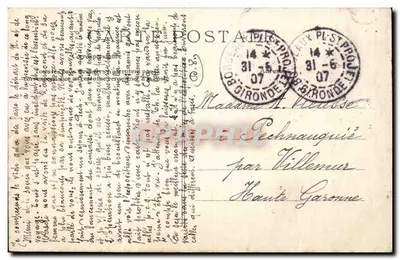 Bordeaux — Międzynarodowa Wystawa Morska 1907 — Przejście i fasada Wielkiego Pałacu, strona Przystani — Marcel Delboy, wyd., Bordeaux — Rewers