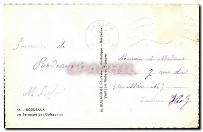 Les Terrasses des Quinconces — Bordeaux — wydawca M. Beriaud — Rewers