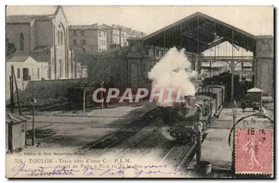 Toulon - Pociąg Côte d'Azur C.P.L.M. - podróż z Paryża do Nicei w 12 godzin - Wydawnictwo Małego Marsylia, Toulon