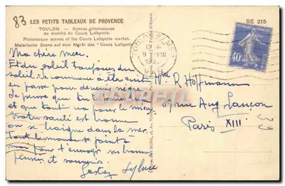 Mercado do Cours Lafayette — Toulon — Edição de M. G. Chanal — Verso