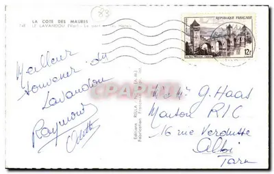 Port La Côte des Maures — widok portu z łodziami i budynkami — Wydawnictwo Rella — Rewers