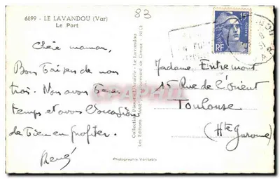 Port w Le Lavandou — widok łodzi żaglowych — Prawdziwa fotografia, Nice — Rewers