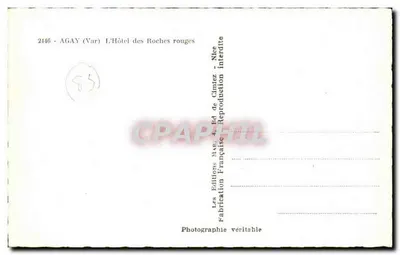 Agay (Var) — O Hotel das Rochas Vermelhas — Éd. de Clantez — Verso