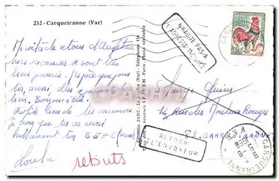 Carqueiranne — Souvenir de — Wydawnictwo JANZ, nr 232 — Rewers