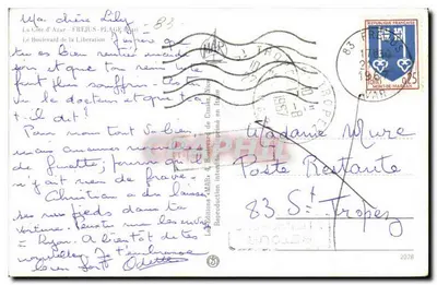 Vista da praia e da estrada em Fréjus — Edições « MAB » — número de série não visível — Verso