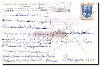 Barche da diporto e Darsena di Stalingrad — Tolone — Edizioni Les Éditions A. & S. Bandol, N° 300-104 — Verso