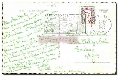 Port w Saint-Tropez — widok z nabrzeża portowego — Wydawnictwo Paisezco — Rewers