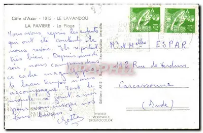 La Favière - Plaża — Côte d'Azur — Wydawnictwo ARIS — Rewers