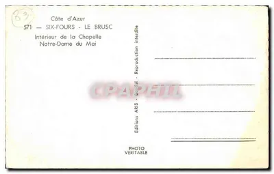 Wnętrze kaplicy Notre-Dame du Mai — Six-Fours - Le Brusc — Wydawnictwo ARIS — Rewers