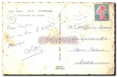 Saint-Raphaël — A Esplanada do Casino — Éditions ARIS — Verso