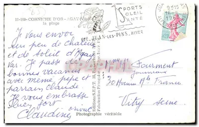 Praia de Agay — Corniche d'Or — Verão 1965 — Edições S.E.P.T. Juan-les-Pins-Hiver — Verso