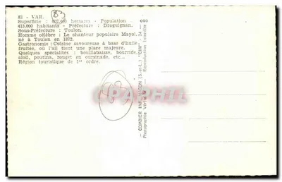 Var — Panoramiczna kartka pocztowa z mapą i widokami miejscowości — Combier Imprimerie — Rewers