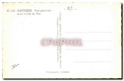 Gattières — Ogólny widok i dolina Varu — Wydawnictwo Véritable — Rewers