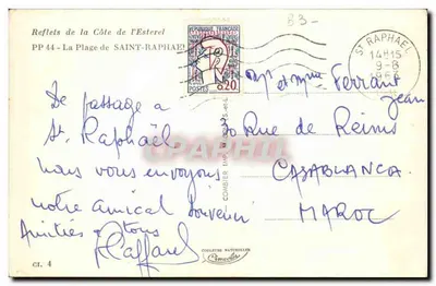 Plaża w Saint-Raphaël — Côte d'Azur — wydawca Combiér — Rewers