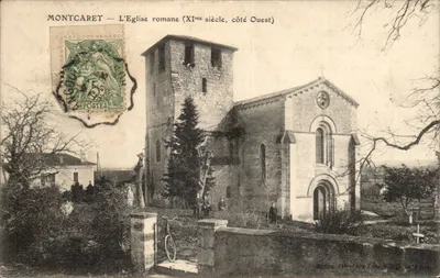 Montcaret - A Igreja Romana - Bilhete postal antigo