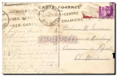 Niort - Hospital Hospice para Mulheres Velhas Pavilhão dos Saudáveis Bilhete postal antigo — Verso