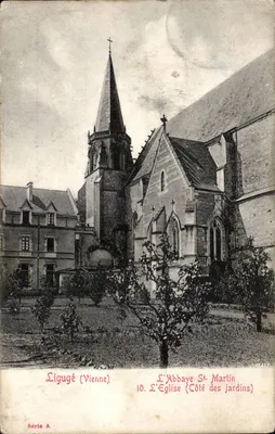 Ligugé (Vienne) — A Abadia Saint-Martin, a igreja do lado dos jardins — Série A