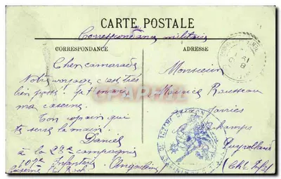 Angoulême — Caserne de Infantaria Saint-Roch — LL. — N° 107 — Verso