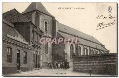 Bruay - A Igreja - Bilhete postal antigo
