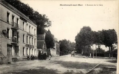 Montreuil-sur-Mer - Avenida da Estação — Hotel Bella Vue e Café-Restaurante — Flahant, Tabacs, Montreuil-sur-Mer