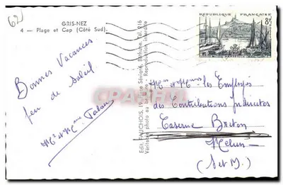 Gris-Nez — Spiaggia e Capo (Lato Sud) — Ed. Fauchois, 19 Place Sévian, Béthune — Verso