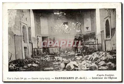 HANNESCAMPS (P.-de-C.) — Interior da Igreja — Guerra 1914-1915