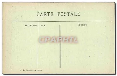 Montreuil-sur-Mer - Os Muros — vista das fortificações e de um bastião — Impressor M. T., Limoges — Verso