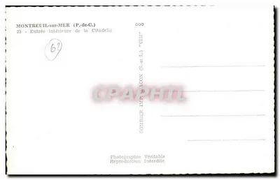 Montreuil-sur-Mer — Entrada interna da Cidadela — Combier Imprimerie (S.-et-L.) — Verso