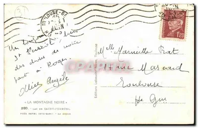 Lago de Saint-Ferréol — A Dique — Edições Labauche-Frères, Toulouse, n°280 — Verso