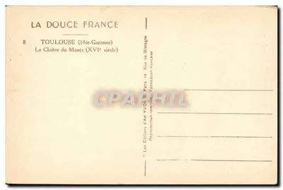 Il Cloître del Museo — Toulouse (Alta Garonna) — Les Éditions d'Art Yvon, Parigi — Verso