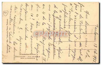Toulouse — Vista geral sobre a Garonne — Héliogravure 'Elite' por Labouche Frères — Verso