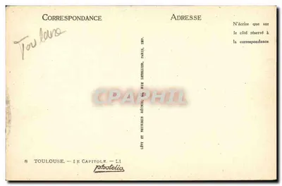 Toulouse — O Capitole — Lévy e Neutrin Reunidos, Imp. Paris — Verso